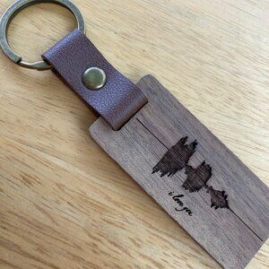 I Love You Soundwave Wooden Keychain